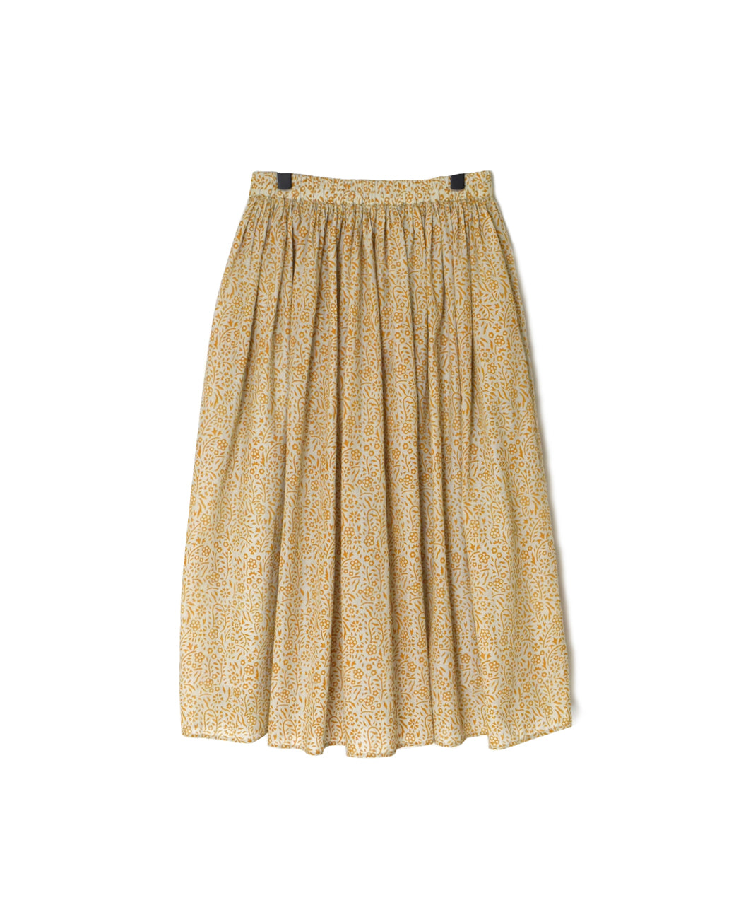 INMDS26105 80s COTTON FLOWER BLOCK PRINT GATHERED SKIRT