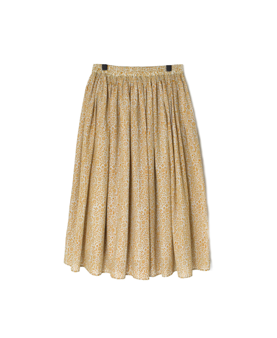 INMDS26105 80s COTTON FLOWER BLOCK PRINT GATHERED SKIRT