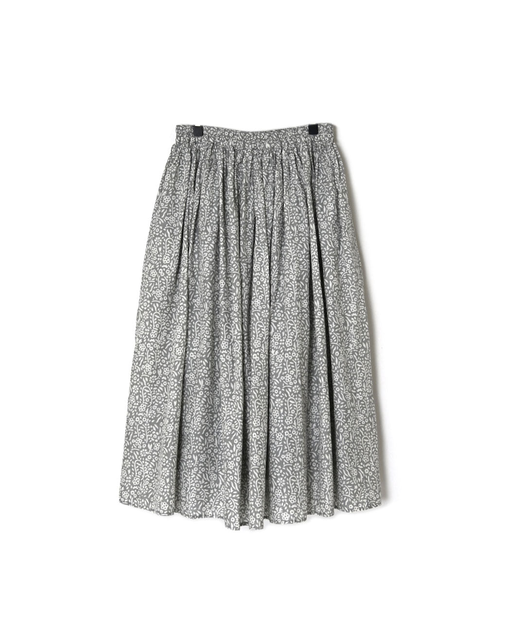 INMDS26105 80s COTTON FLOWER BLOCK PRINT GATHERED SKIRT