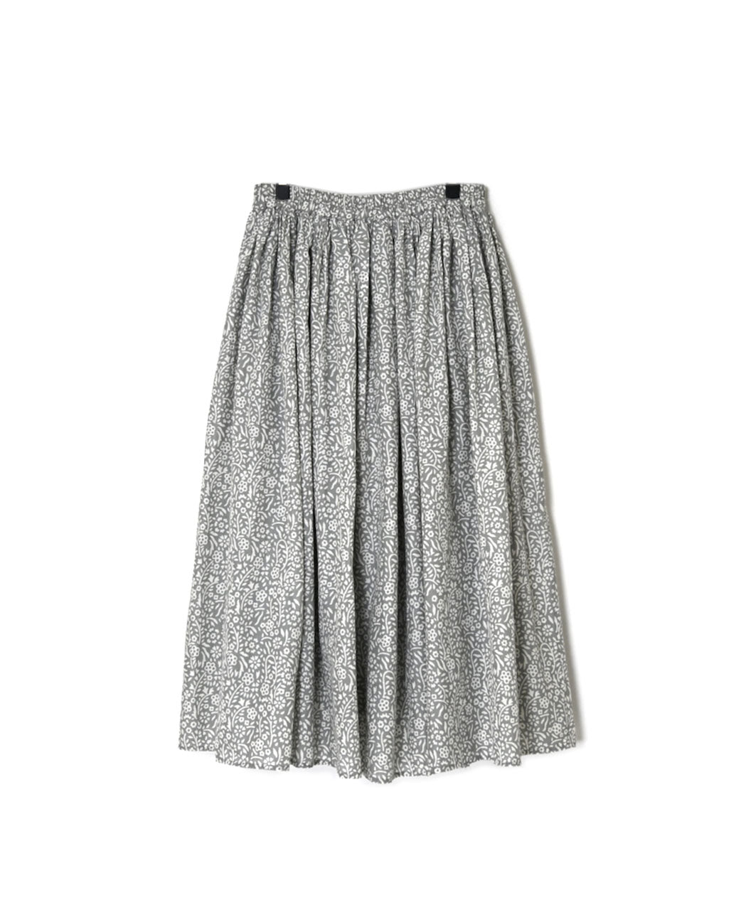 INMDS26105 80s COTTON FLOWER BLOCK PRINT GATHERED SKIRT