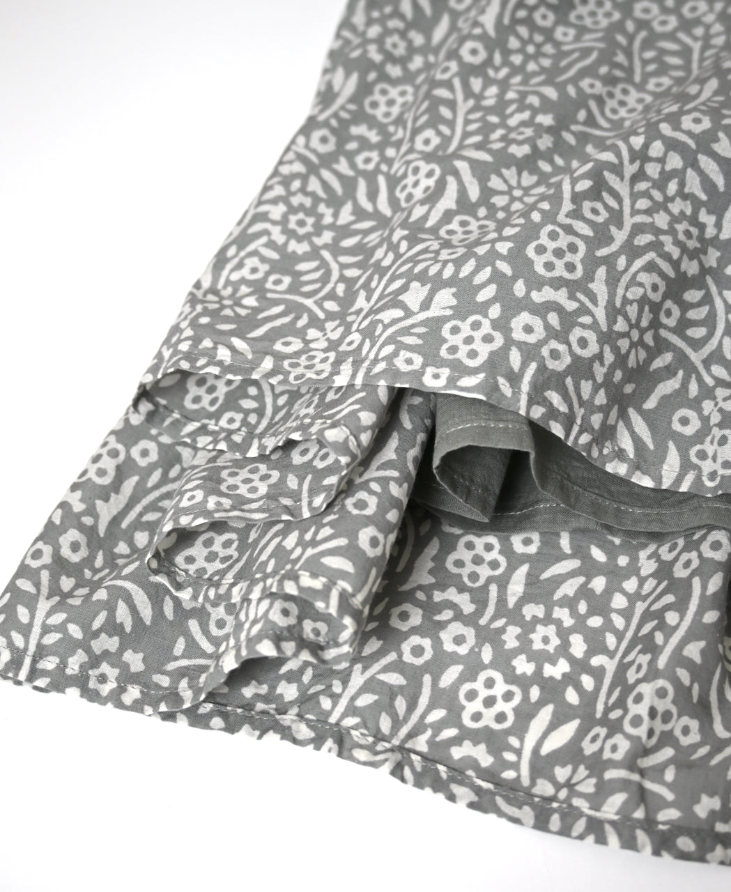 INMDS26105 80s COTTON FLOWER BLOCK PRINT GATHERED SKIRT