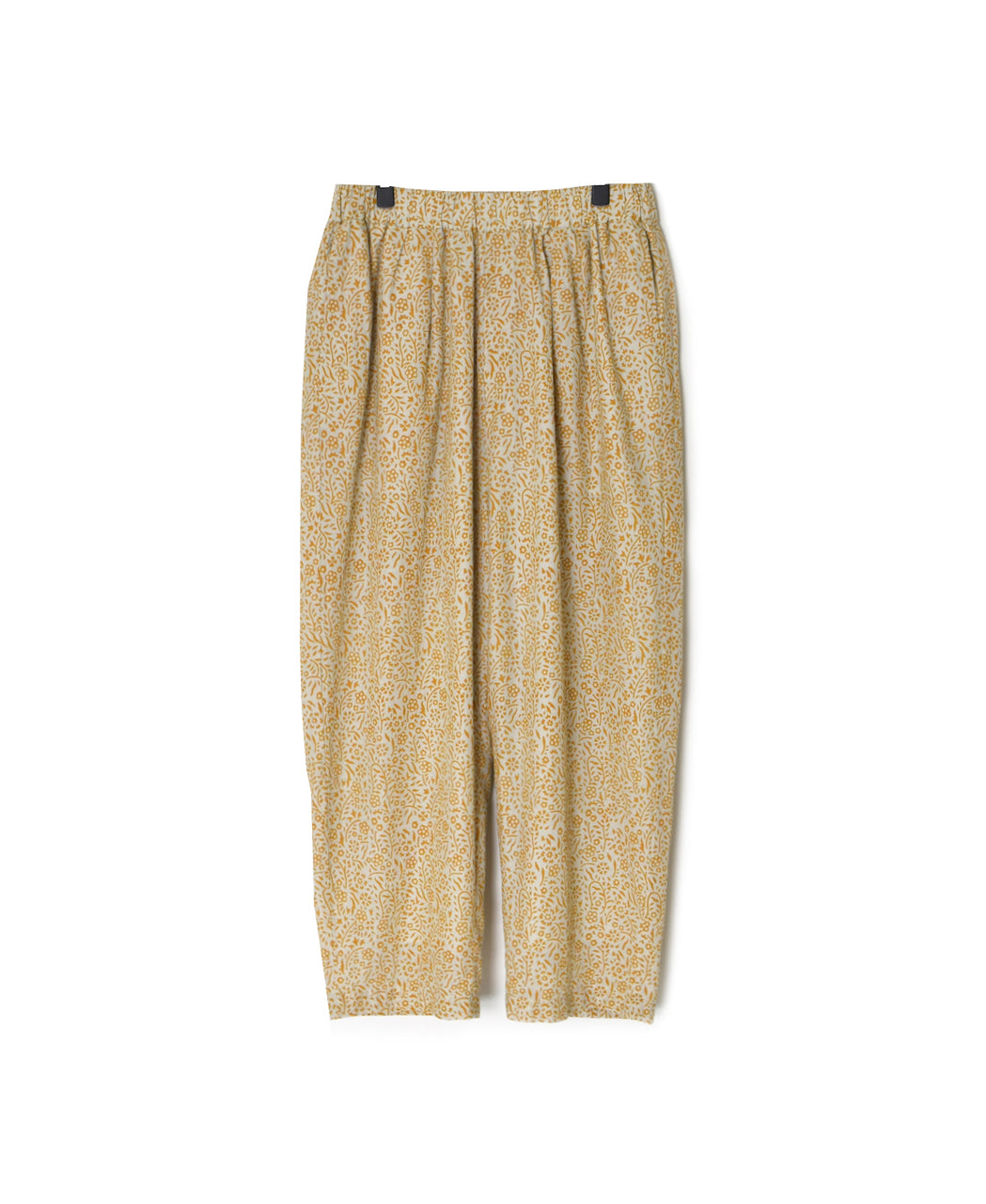 INMDS26106 80s COTTON FLOWER BLOCK PRINT 2TUCK TAPERED EASY PANTS
