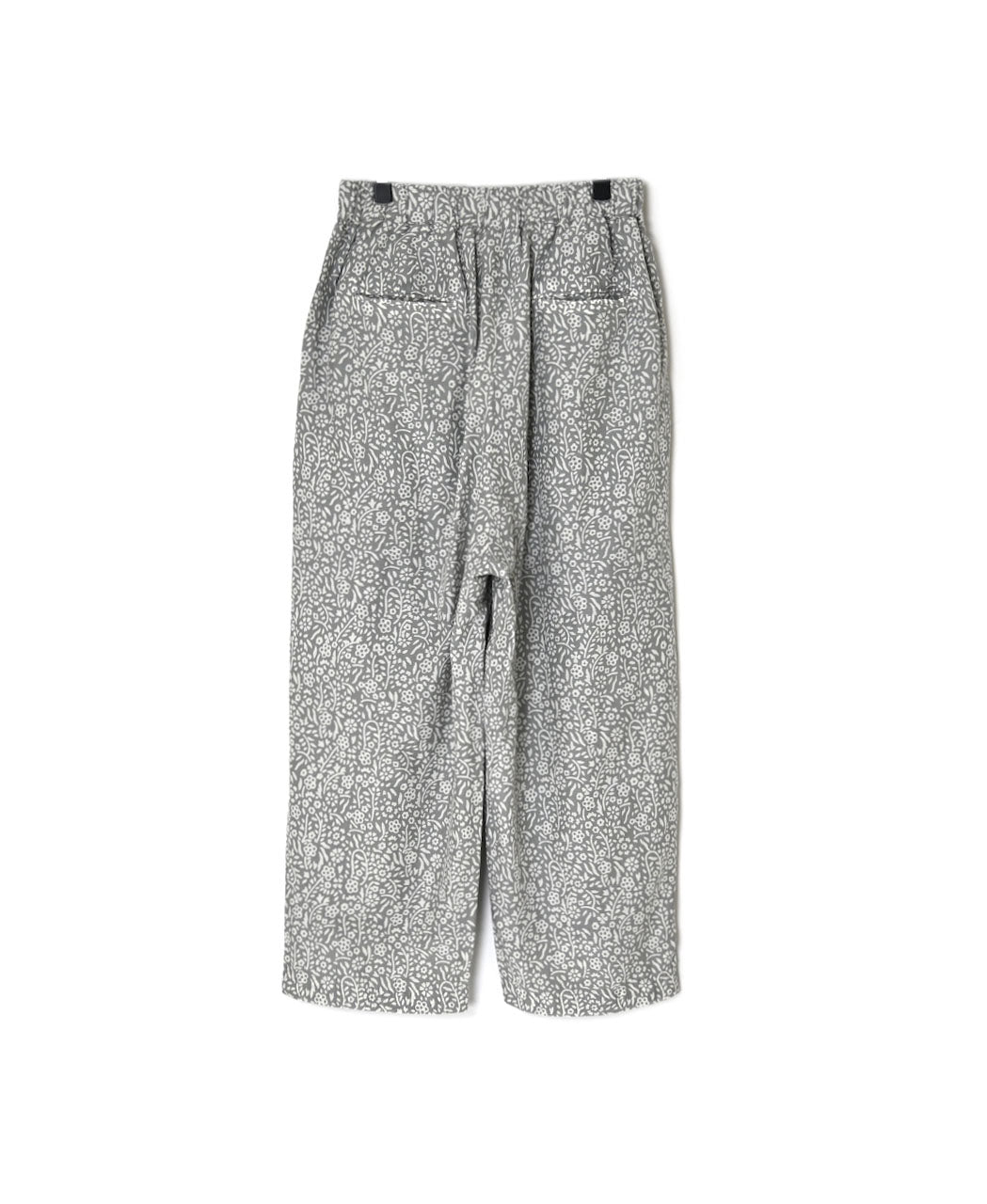 INMDS26106 80s COTTON FLOWER BLOCK PRINT 2TUCK TAPERED EASY PANTS