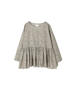 NMDS26121 POWER LOOM CO VOILE ARABESQUE HAND SCREEN PRINT RAJASTHAN TUCK GATHERED 3/4SL PULLOVER