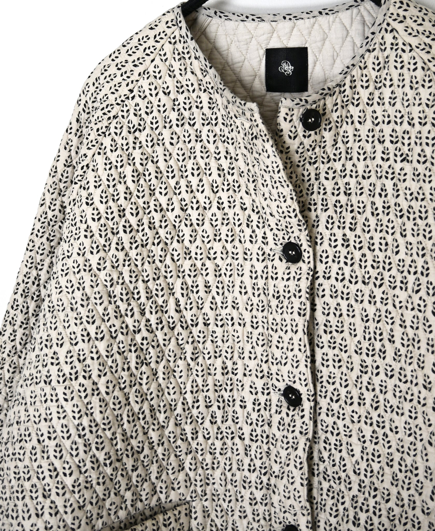 INMDS26721 80s VOILE LITTLE TREE BLOCK PRINT QUILTED RAGLAN/SL STRING JACKET