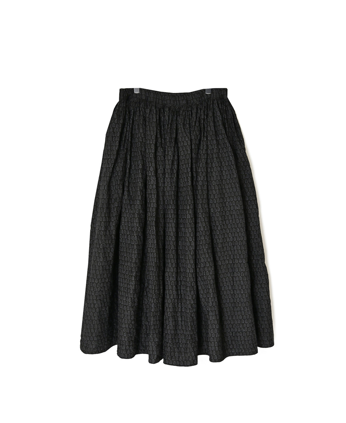 INMDS26725 80s VOILE LITTLE TREE BLOCK PRINT GATHERED SKIRT WITH LINING