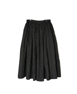 INMDS26725 80s VOILE LITTLE TREE BLOCK PRINT GATHERED SKIRT WITH LINING
