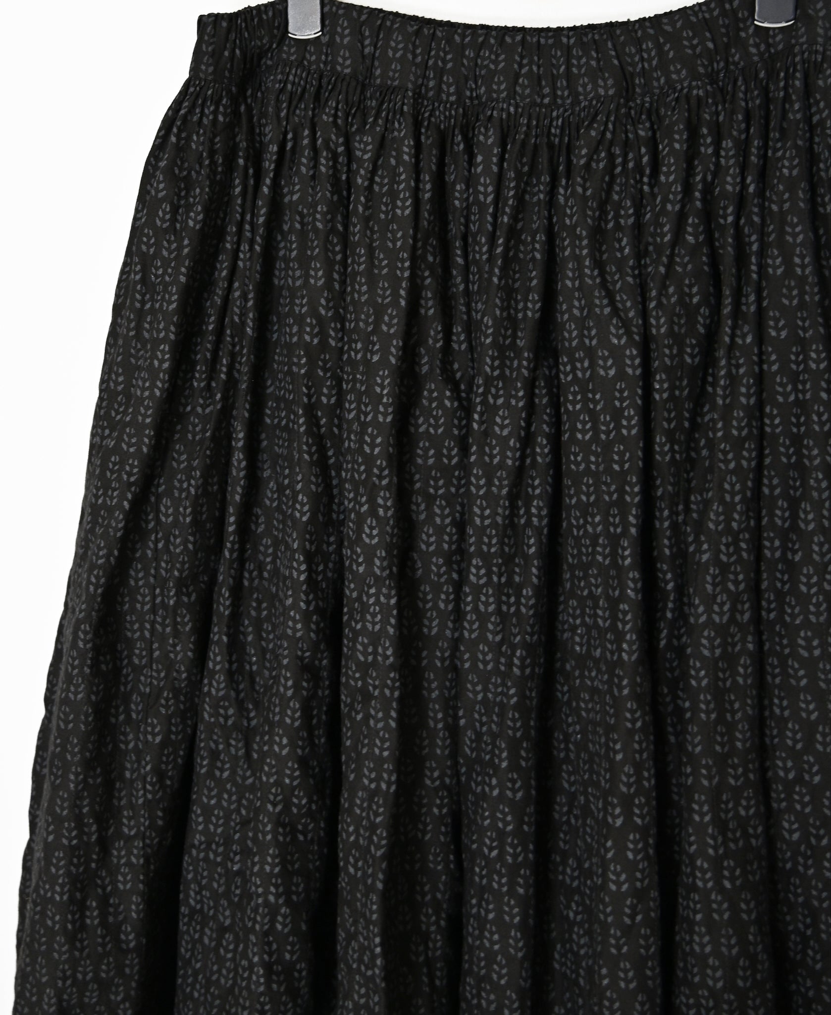 INMDS26725 80s VOILE LITTLE TREE BLOCK PRINT GATHERED SKIRT WITH LINING