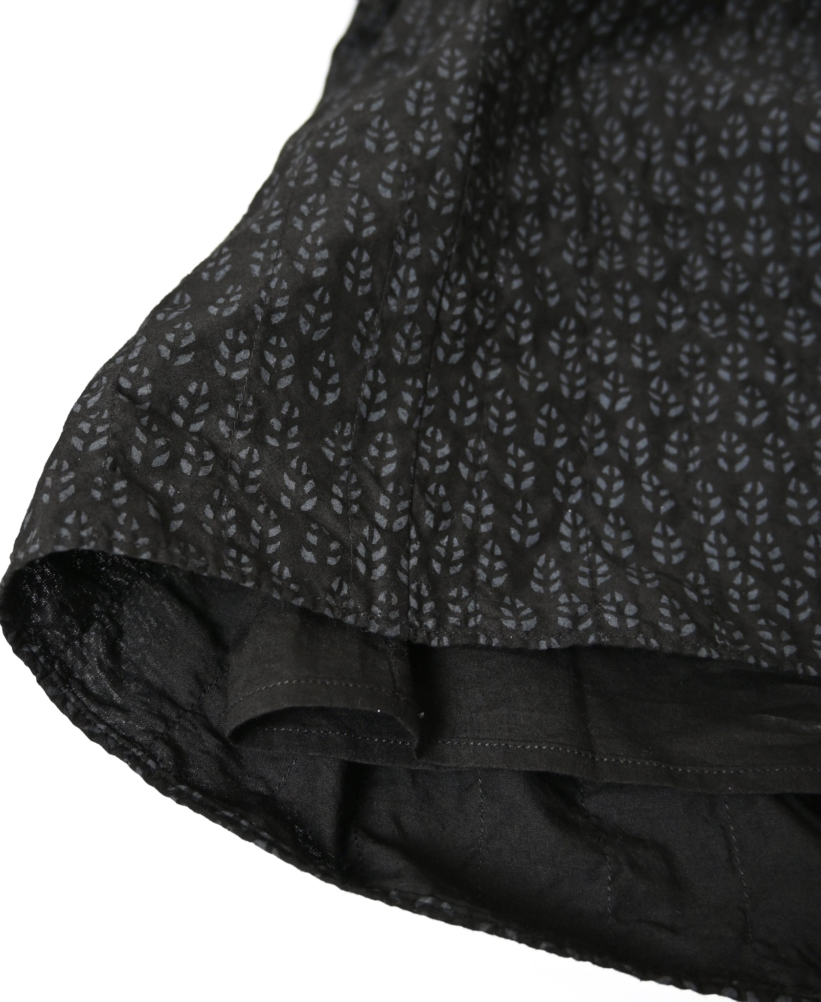 INMDS26725 80s VOILE LITTLE TREE BLOCK PRINT GATHERED SKIRT WITH LINING