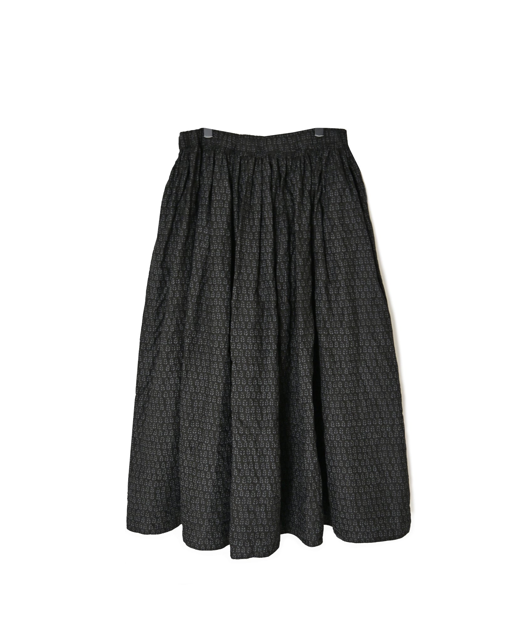 INMDS26725 80s VOILE LITTLE TREE BLOCK PRINT GATHERED SKIRT WITH LINING