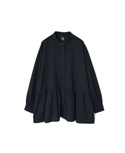 INMDS26731 HANDWOVEN HEAVY COTTON PLAIN BANDED COLLAR GATHERED SHIRTS