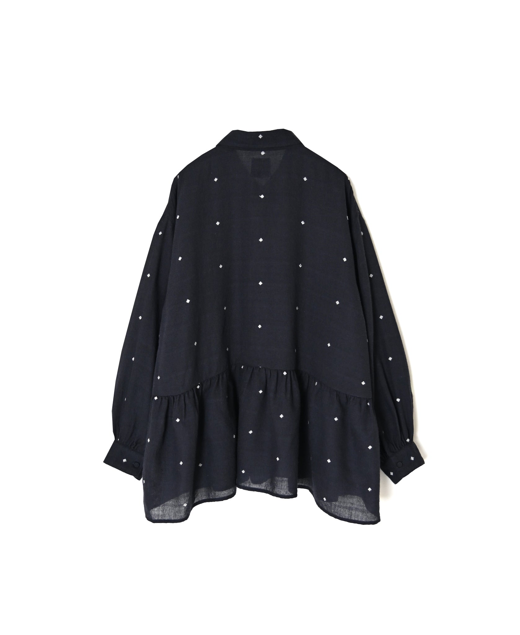 INMDS26761 BOILED WOOL SQUARE JACQUARD REGULAR COLLAR GATHERED SHIRTS