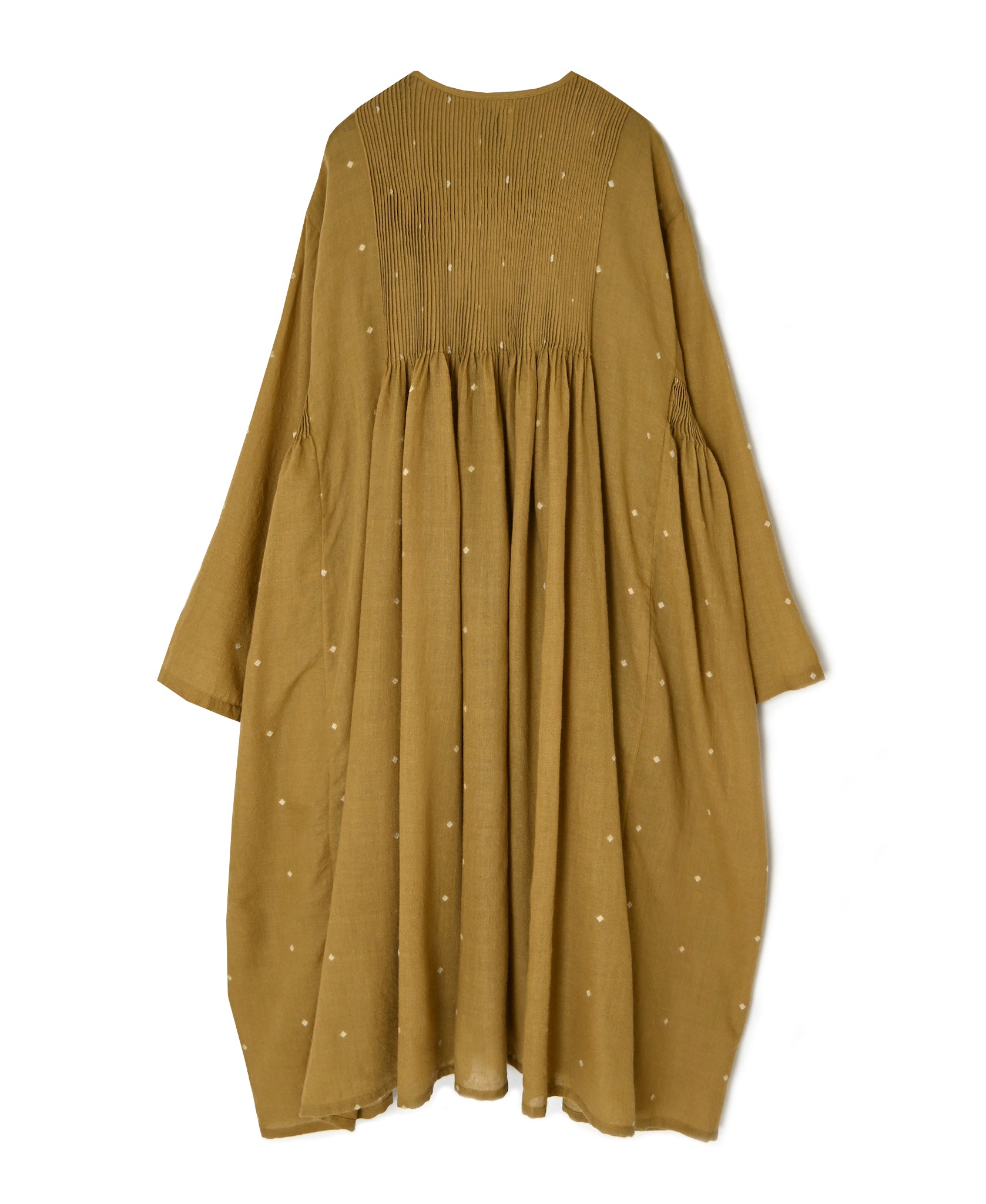 INMDS26764 BOILED WOOL SQUARE JACQUARD CREW NECK DRESS WITH MINI PINTUCK