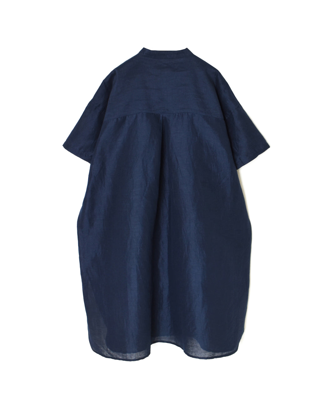 INSL26323 60s AUTO LOOM COTTON/LINEN PLAIN BANDED COLLAR S/SL TUNIC