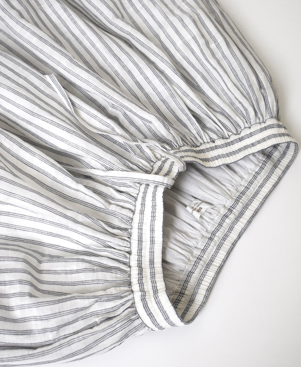 INSL26335 60s AUTO LOOM COTTON/LINEN STRIPE GATHERED SKIRT
