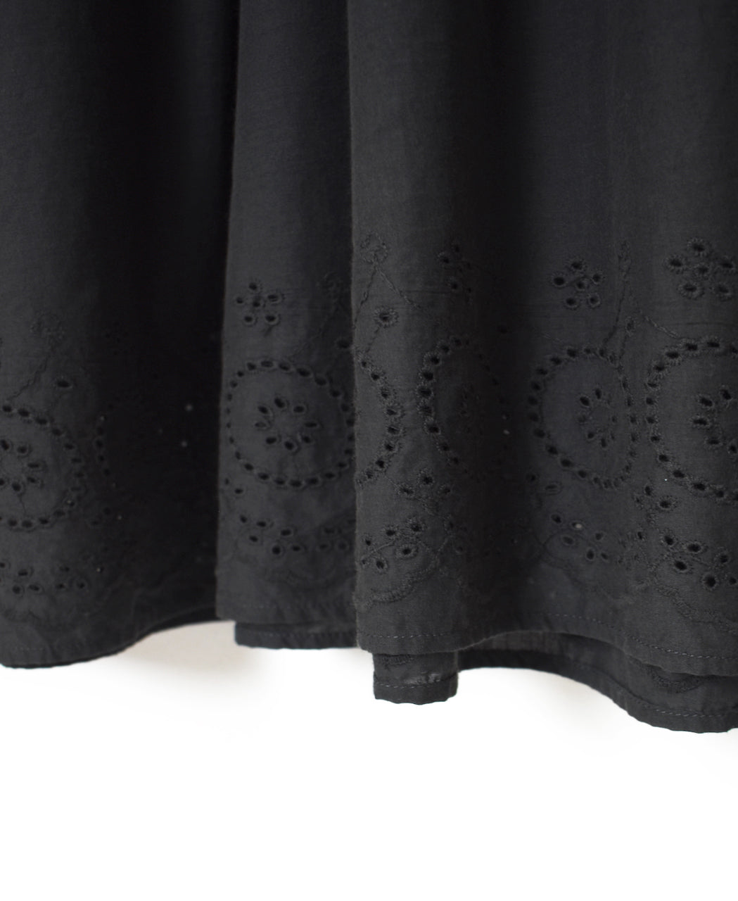 INSL26343 80s VOILE PLAIN WITH CUT WORK LACE CREW NECK PULLOVER DRESS