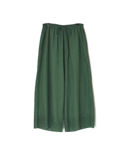 INSL26345 80s VOILE PLAIN WITH CUT WORK LACE EASY PANTS