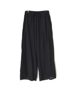 INSL26345 80s VOILE PLAIN WITH CUT WORK LACE EASY PANTS