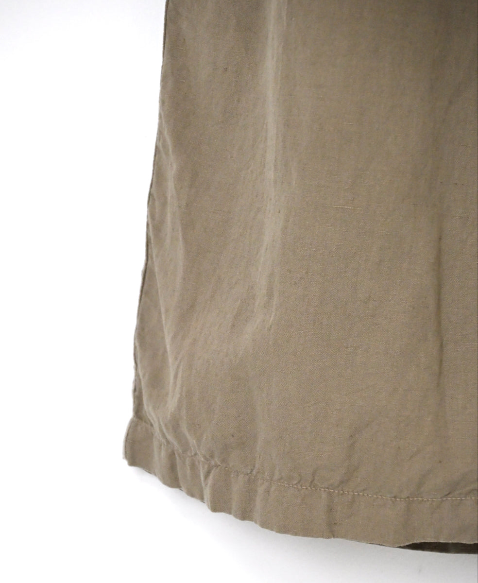 ISNAM2604D LINEN/COTTON PLAIN OVERDYE ADJUSTER TACK PANTS WITH SUSPENDERS