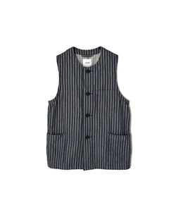 ISNAM2662W YARN DYED INDIGO 2STRIPE WASH VEST
