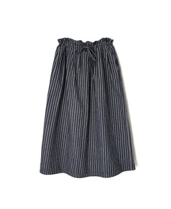 ISNAM2663W YARN DYED INDIGO 2STRIPE WASH PLEATED SKIRT