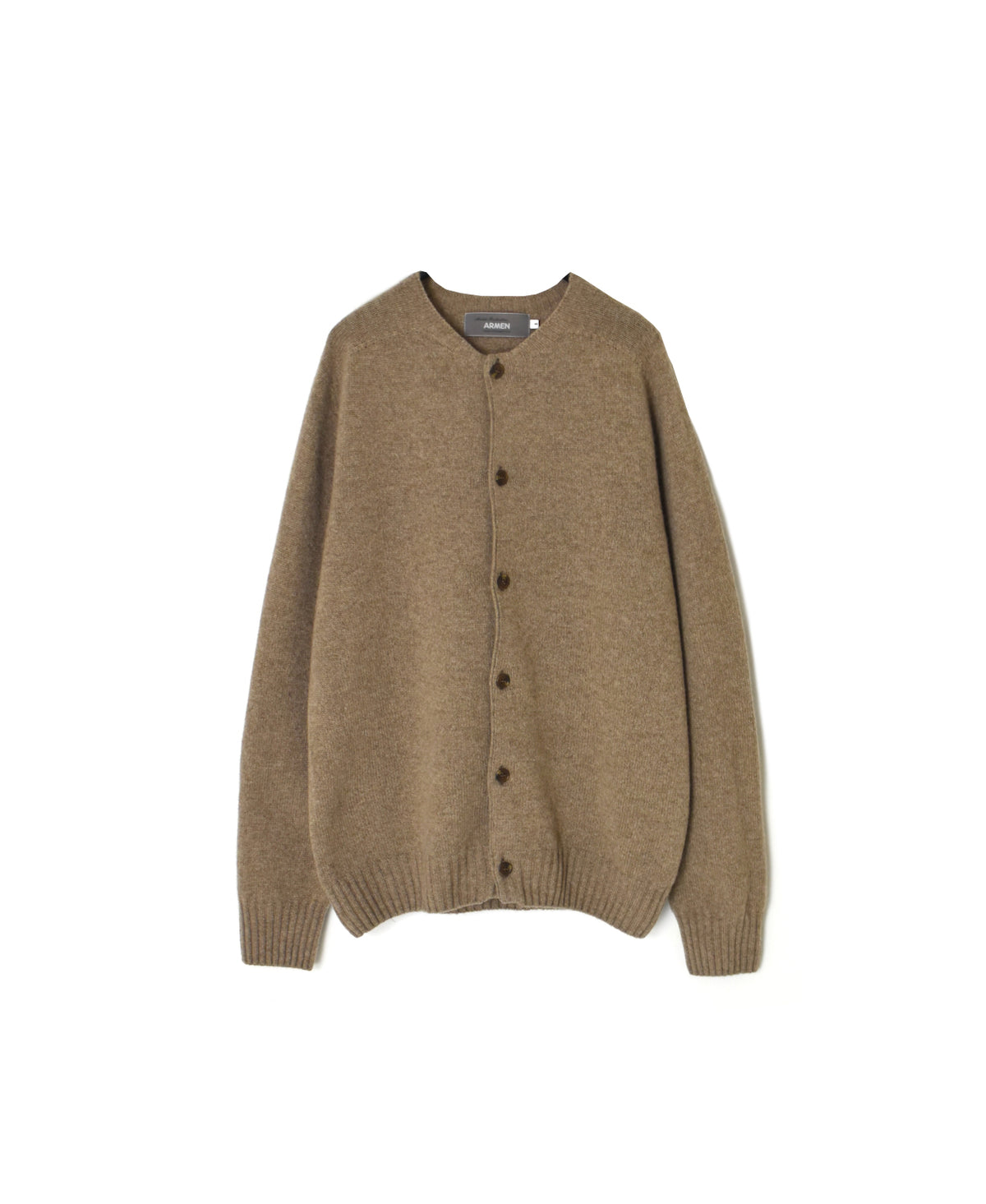 JNAMP2651 SUPER FINE LAMBSWOOL CREW NECK SADDLE SHOULDER CARDIGAN
