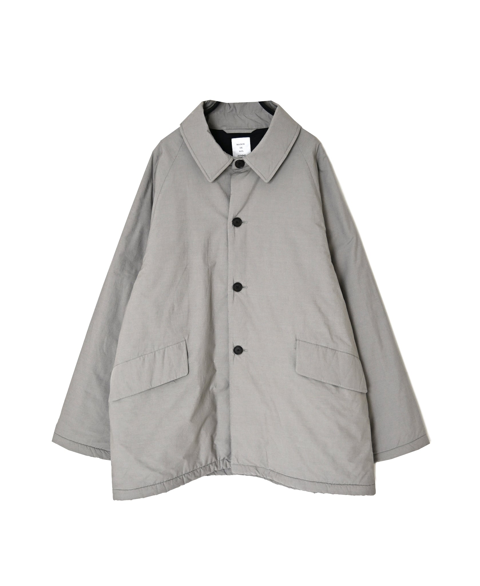 MDSH26521 PADDED 60s ORGANIC POPLIN PLAIN REGULAR COLLAR OVER HALF COAT
