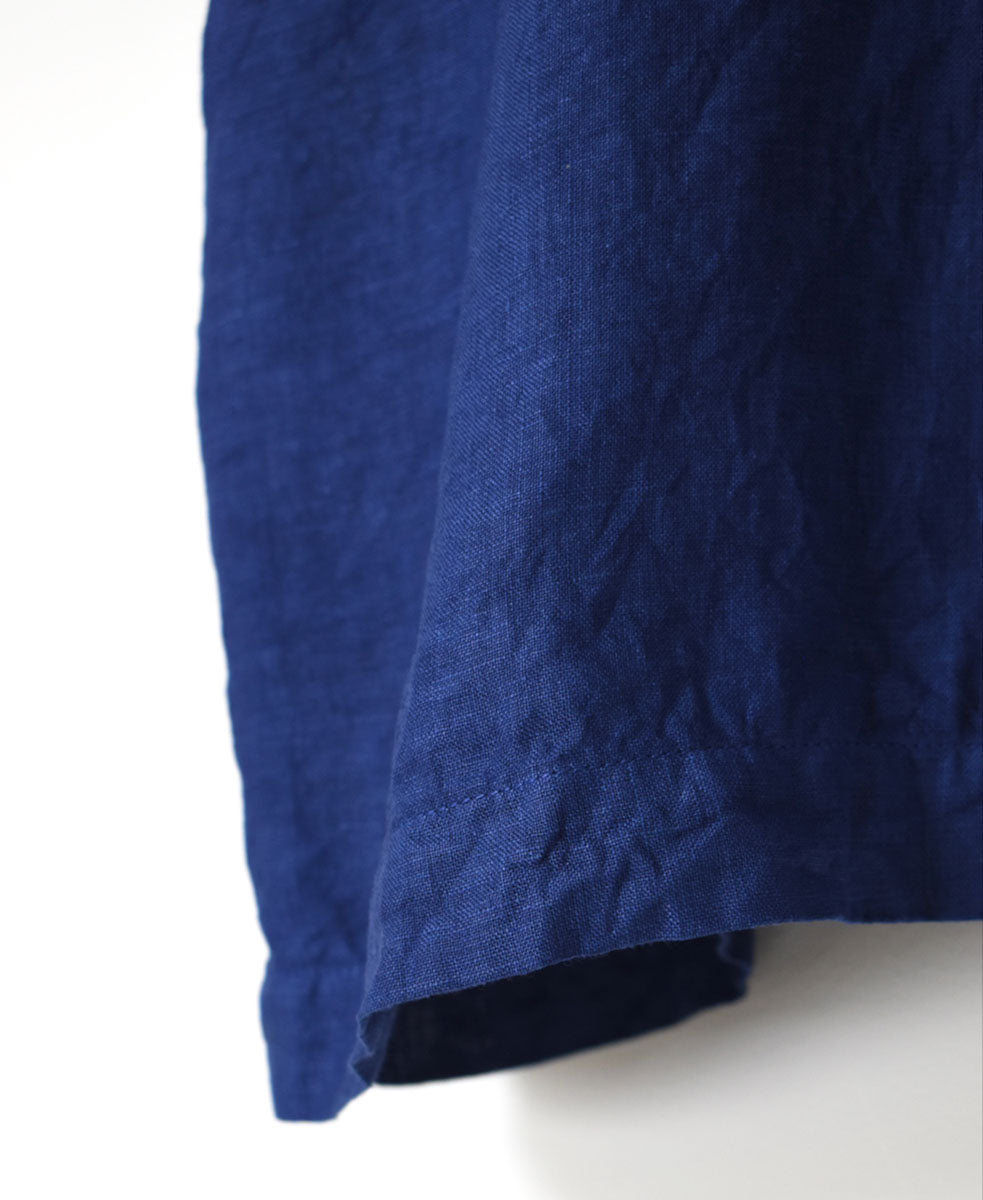 NAM1631LP LINEN PLAIN OVERDYE BOAT NECK S/SL SHIRT