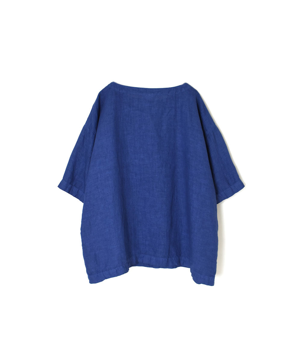 NAM1631LP LINEN PLAIN OVERDYE BOAT NECK S/SL SHIRT