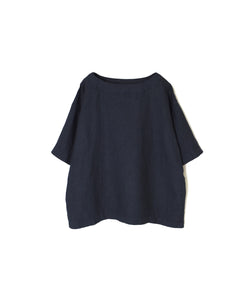 NAM1631LP LINEN PLAIN OVERDYE BOAT NECK S/SL SHIRT