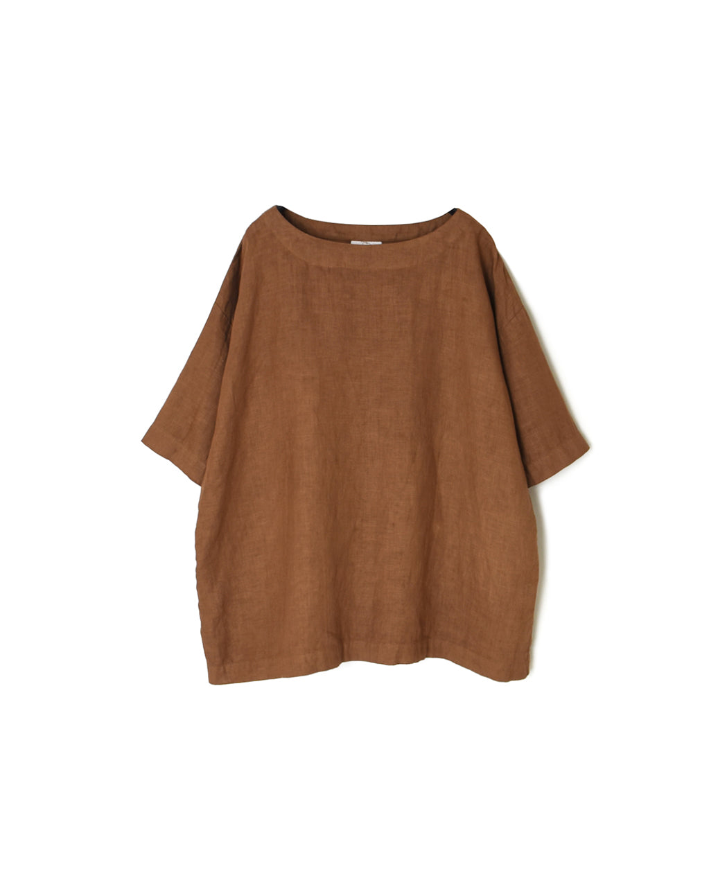 NAM1631LP LINEN PLAIN OVERDYE BOAT NECK S/SL SHIRT