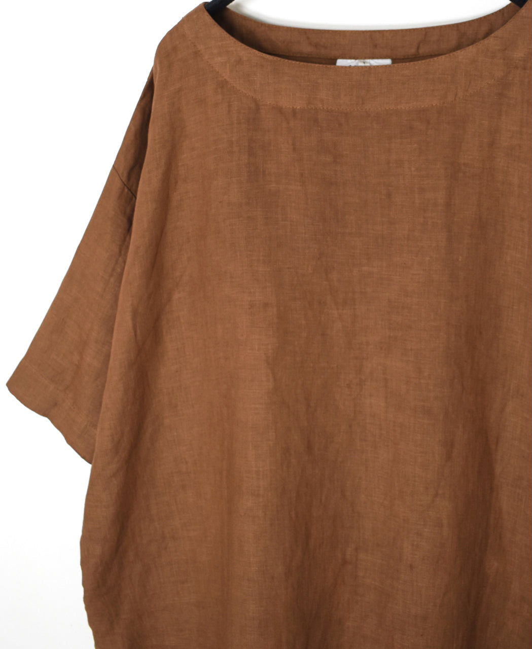 NAM1631LP LINEN PLAIN OVERDYE BOAT NECK S/SL SHIRT