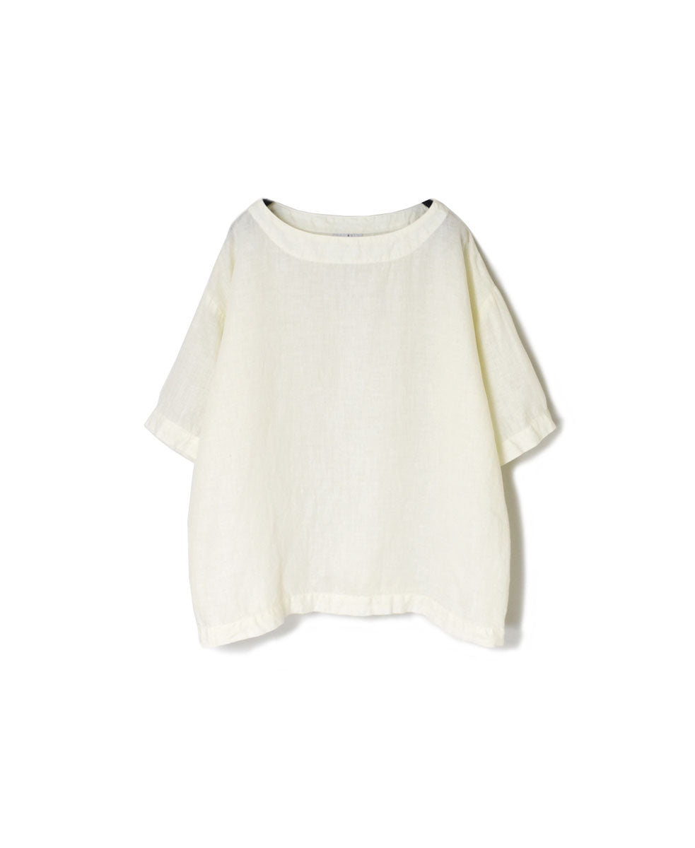 NAM1631LP LINEN PLAIN OVERDYE BOAT NECK S/SL SHIRT