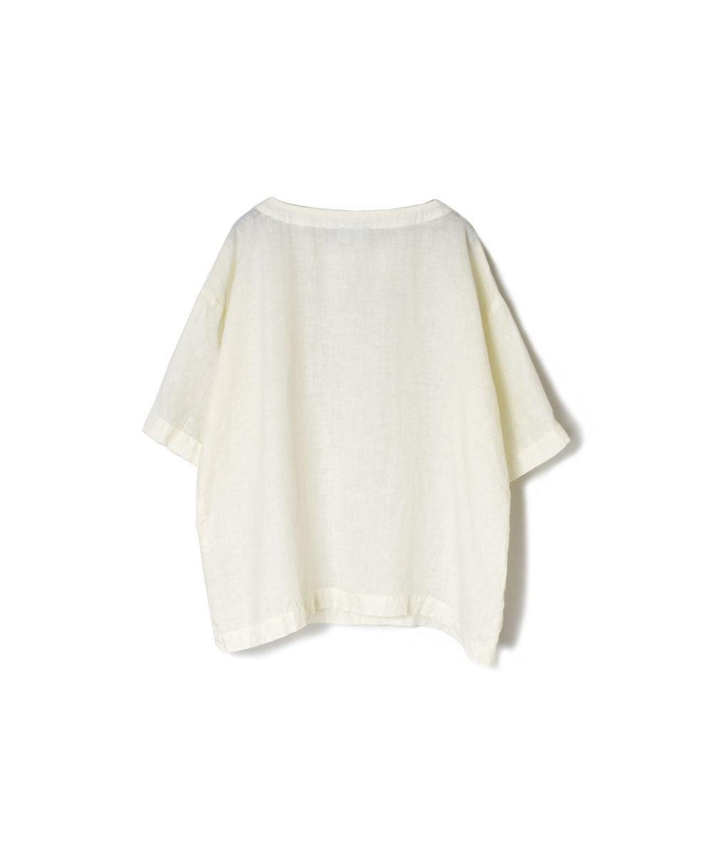 NAM1631LP LINEN PLAIN OVERDYE BOAT NECK S/SL SHIRT