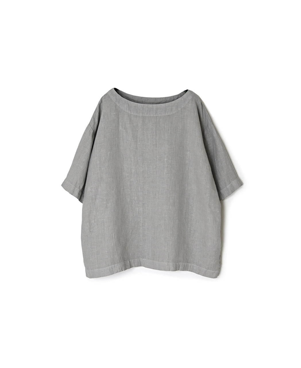 NAM1631LP LINEN PLAIN OVERDYE BOAT NECK S/SL SHIRT
