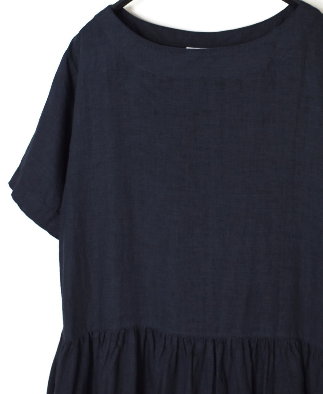 NAM1632LP LINEN PLAIN OVERDYE BOAT NECK S/SL ONE-PIECE
