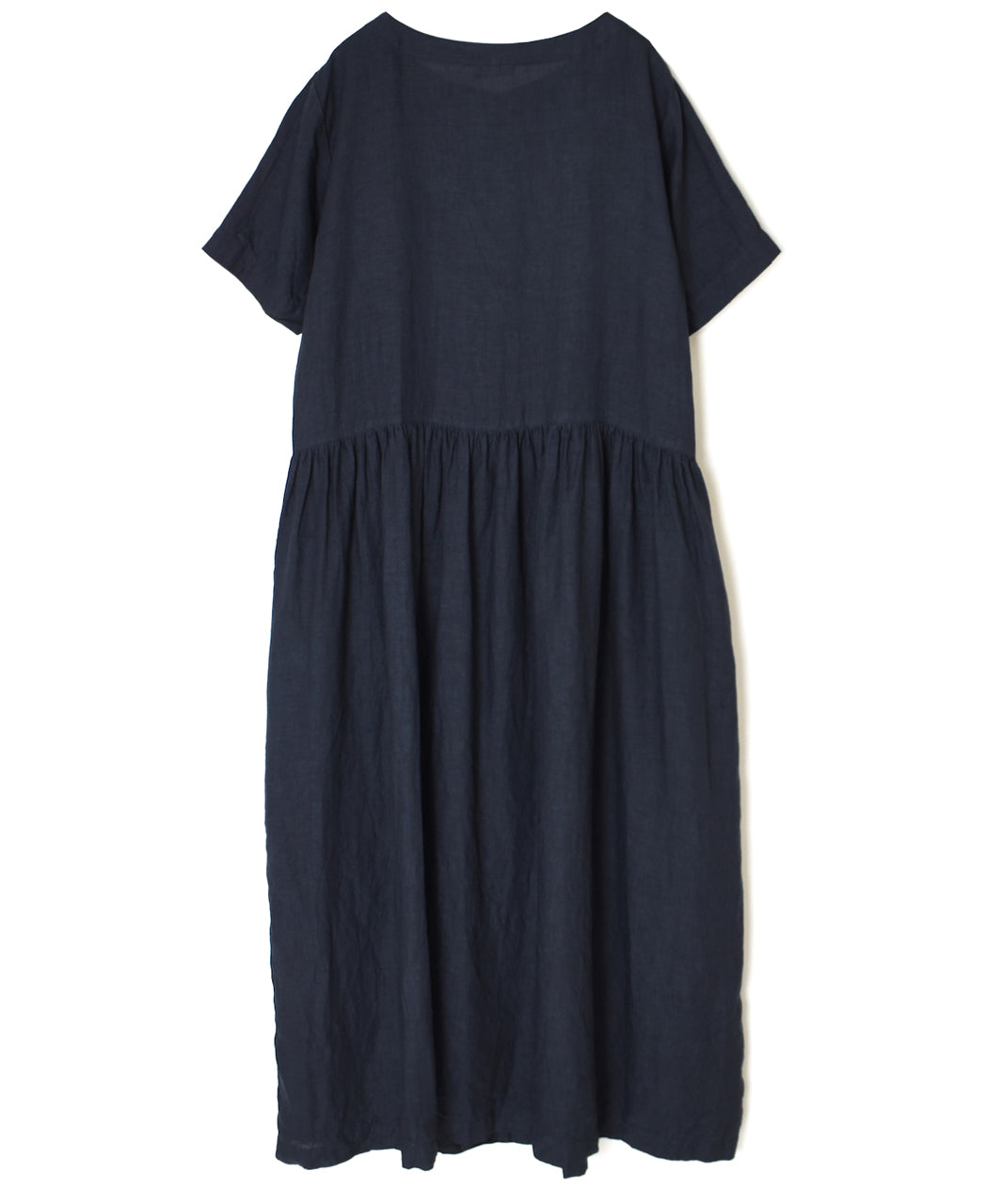 NAM1632LP LINEN PLAIN OVERDYE BOAT NECK S/SL ONE-PIECE