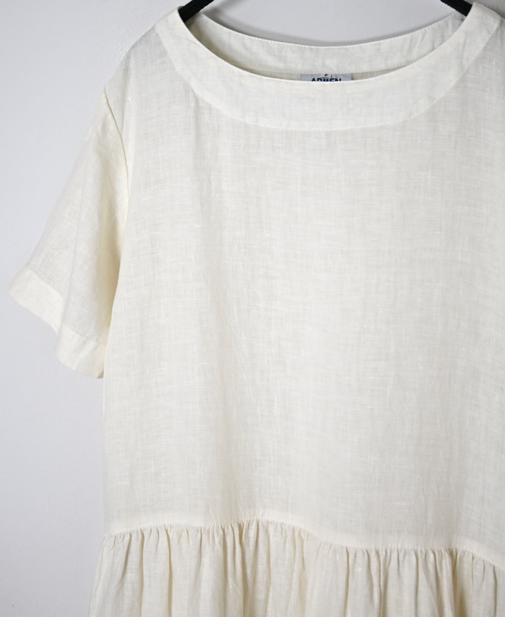 NAM1632LP LINEN PLAIN OVERDYE BOAT NECK S/SL ONE-PIECE