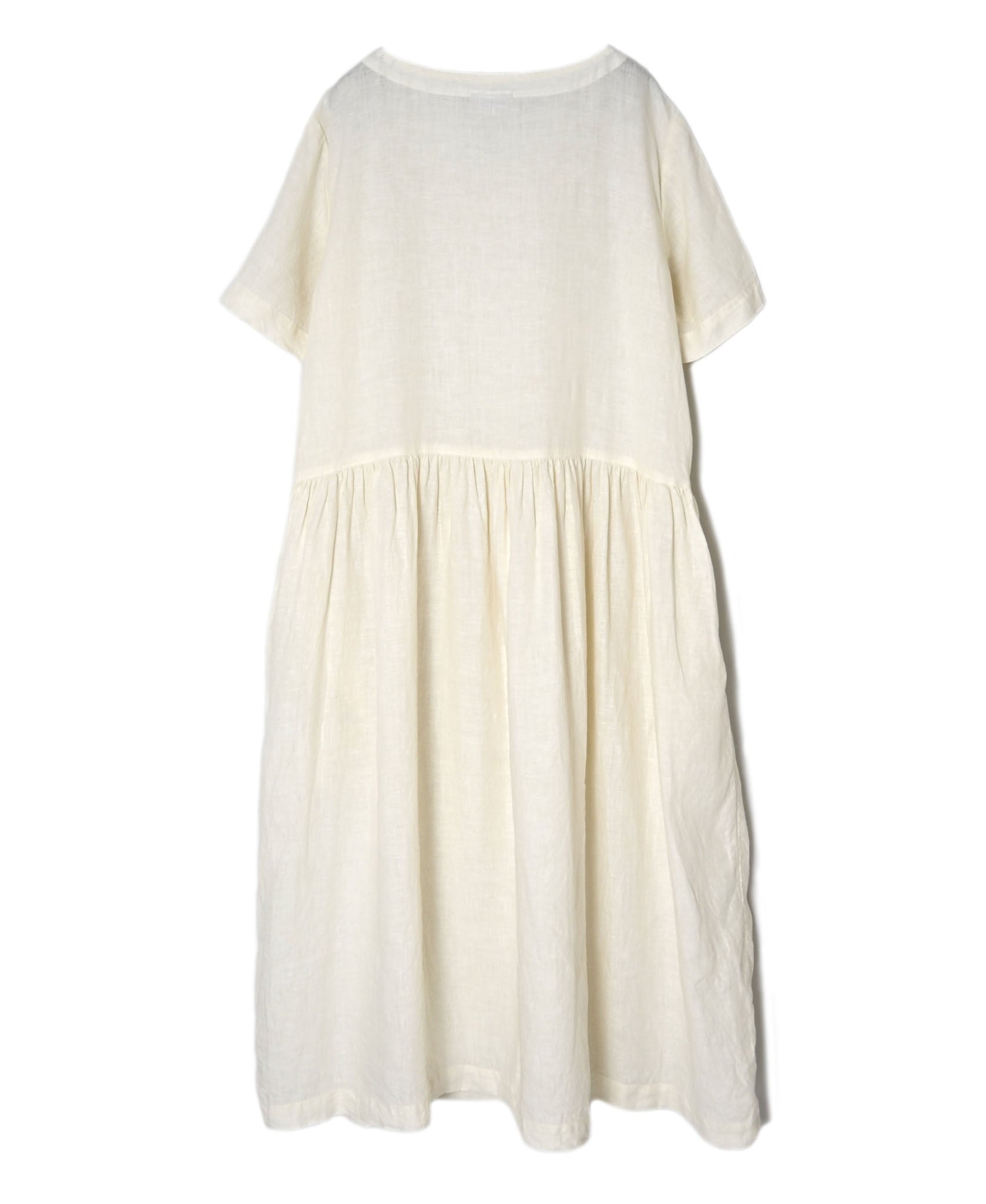 NAM1632LP LINEN PLAIN OVERDYE BOAT NECK S/SL ONE-PIECE