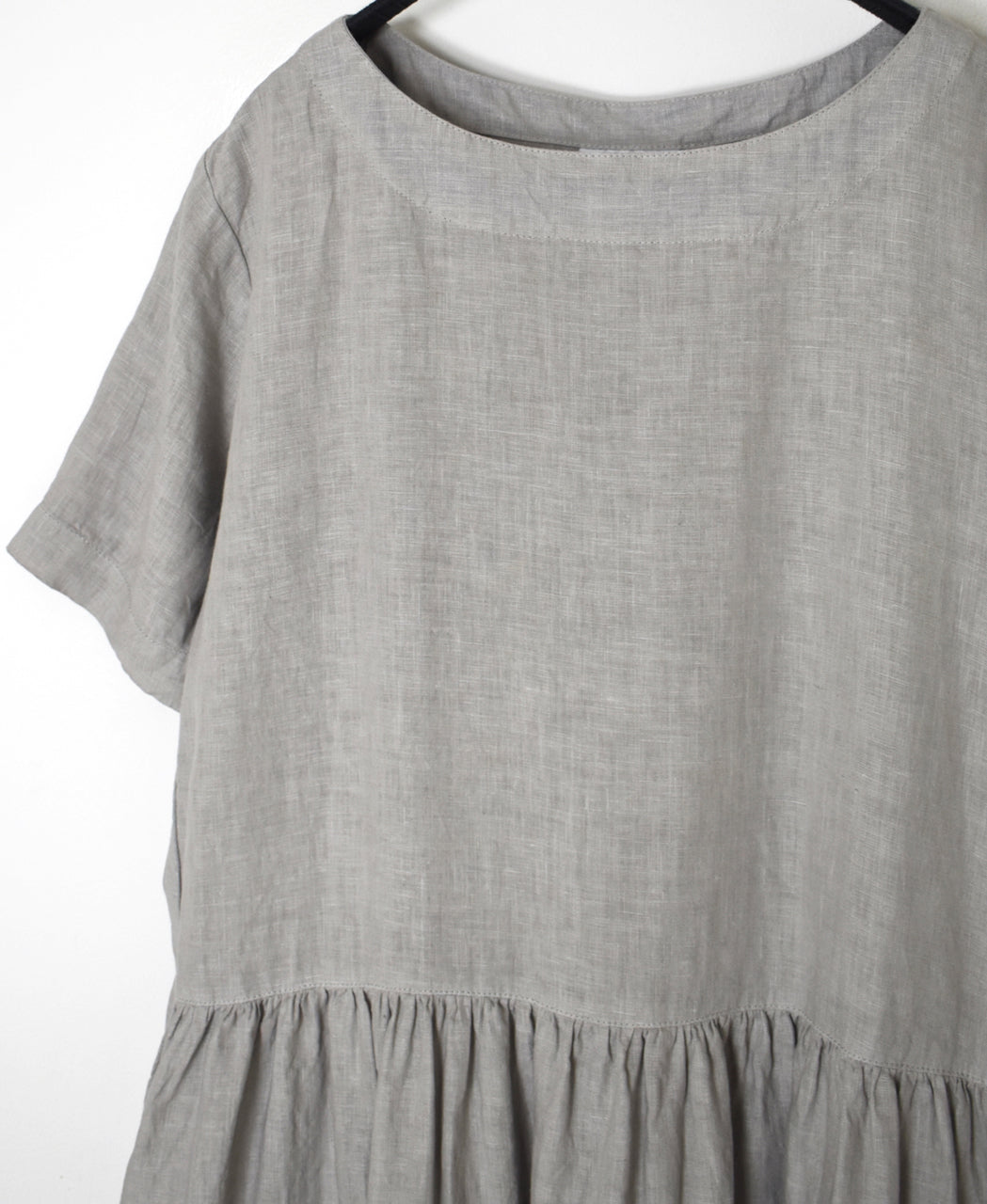 NAM1632LP LINEN PLAIN OVERDYE BOAT NECK S/SL ONE-PIECE