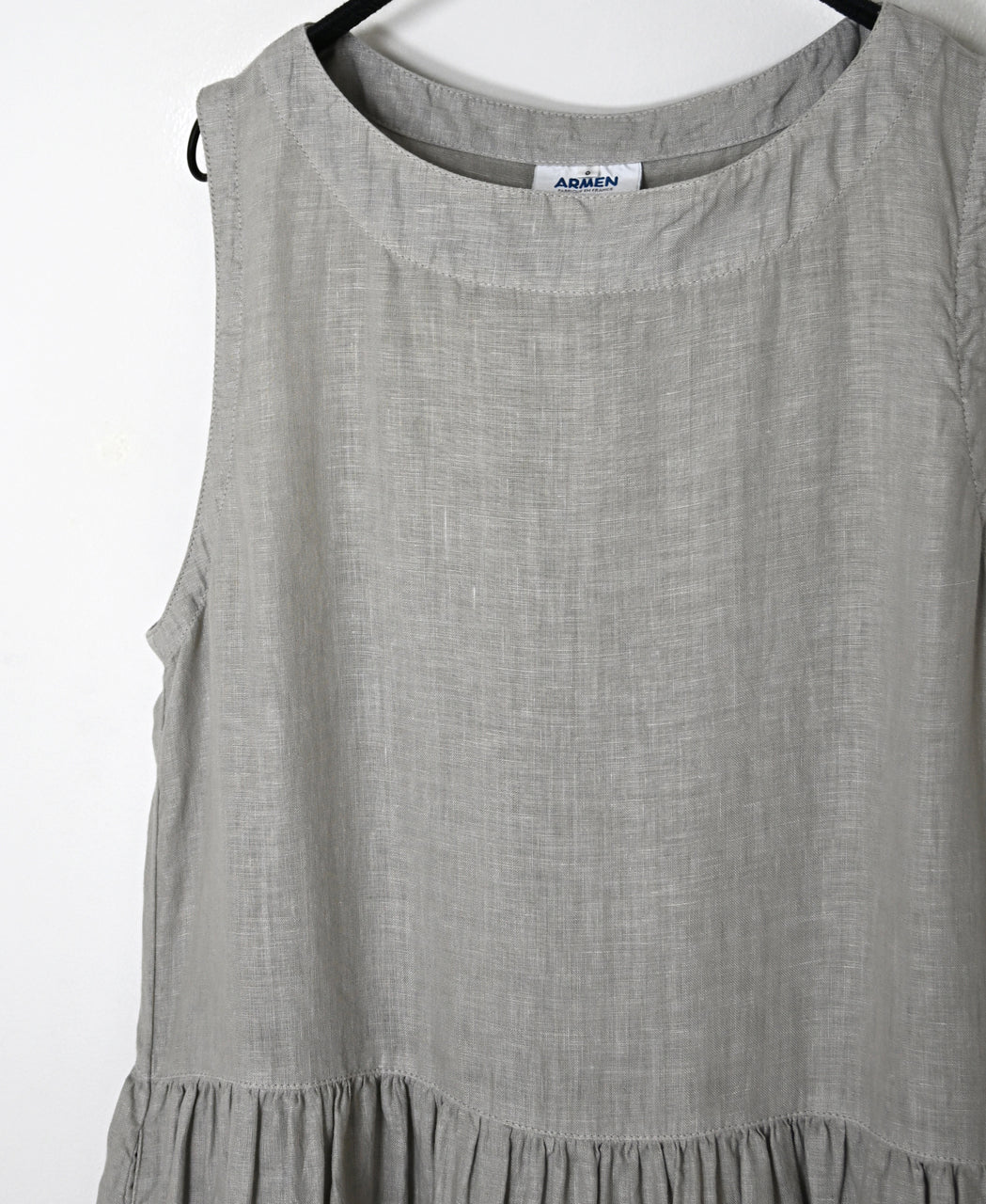NAM1633LP LINEN PLAIN (OVERDYE) BOAT NECK NO/SL ONE-PIECE