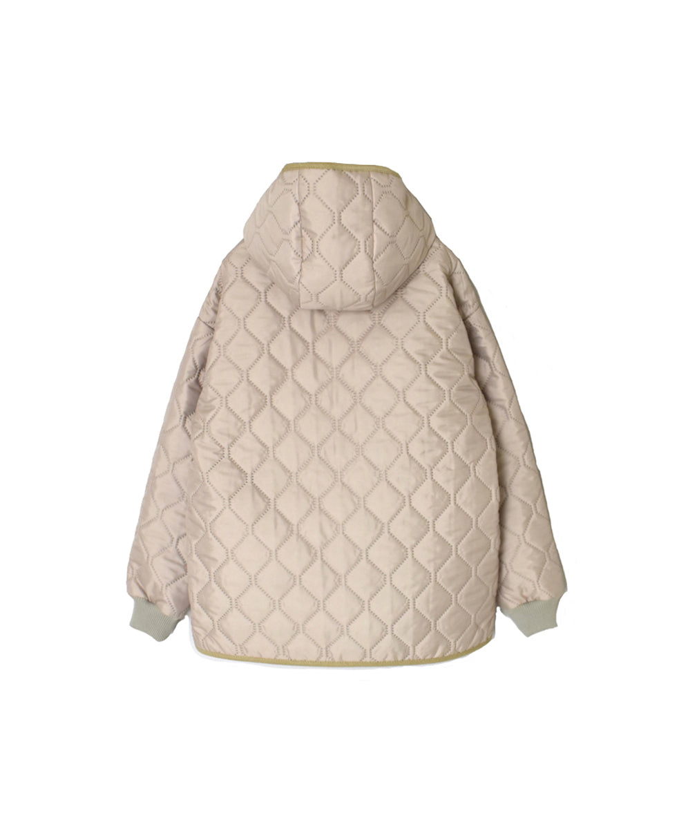 NAM2561PP PLAIN POLYESTER×PLAIN POLYESTER OVERSIZED HOODED JACKET WITH RIBBED CUFF