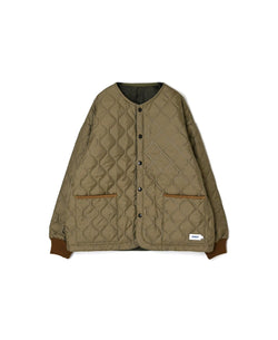 NAM2651PP POLYESTER × POLYESTER OVERSIZED NO COLLAR JACKET WITH RIBBED CUFF