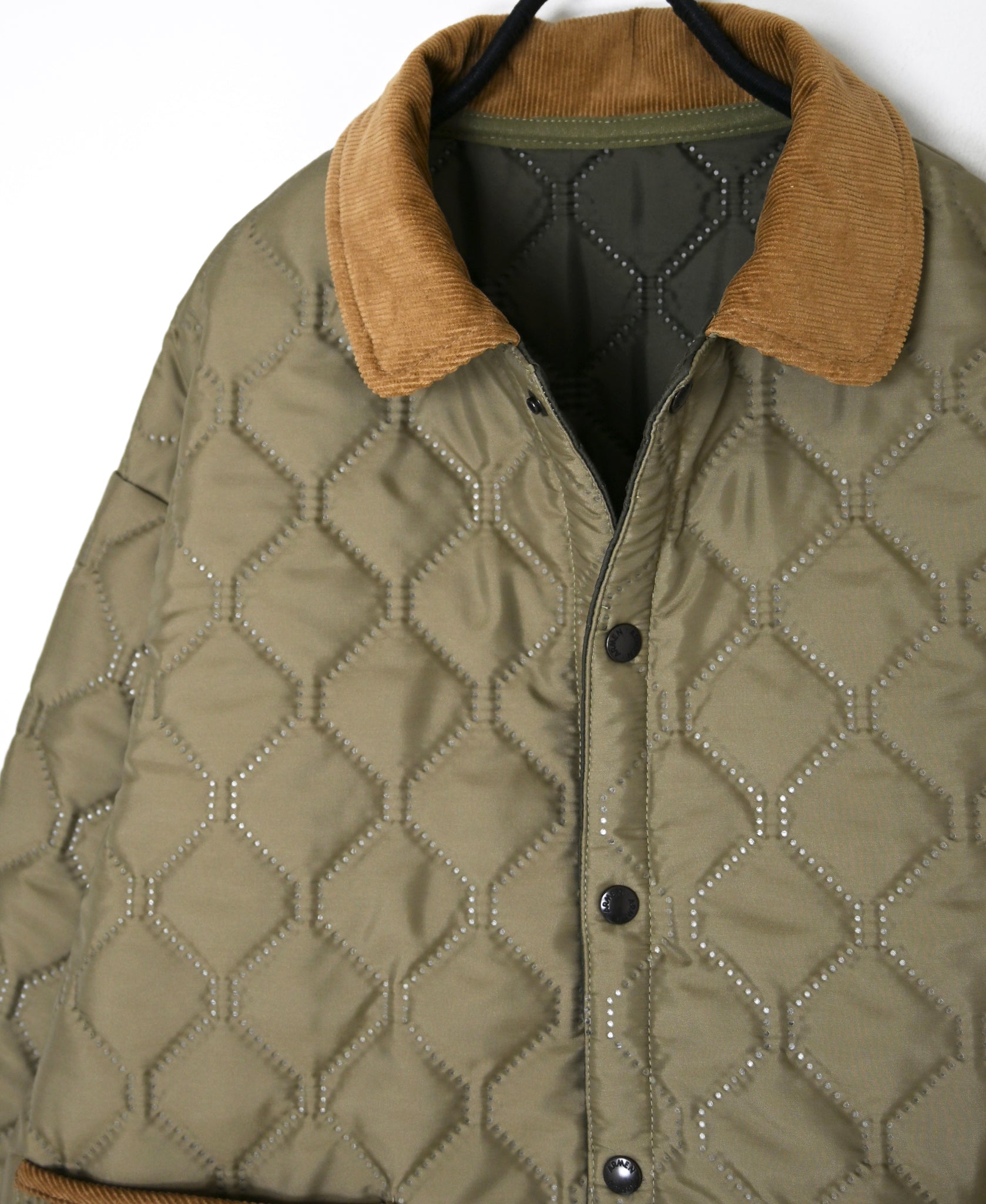 NAM2652PP POLYESTER × POLYESTER OVERSIZED STAND FALL COLLAR JACKET WITH RIBBED CUFF