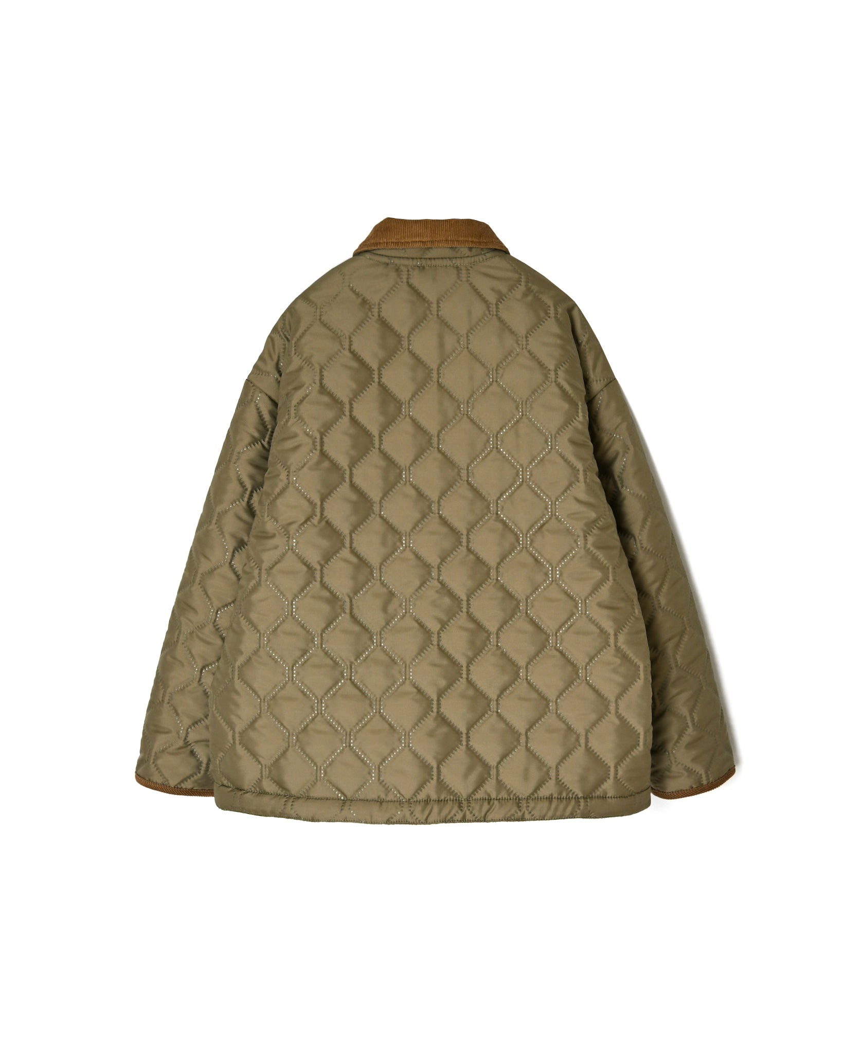 NAM2661 POLYESTER × FLEECE HEAT QUILT OVERSIZED STAND FALL COLLAR JACKET