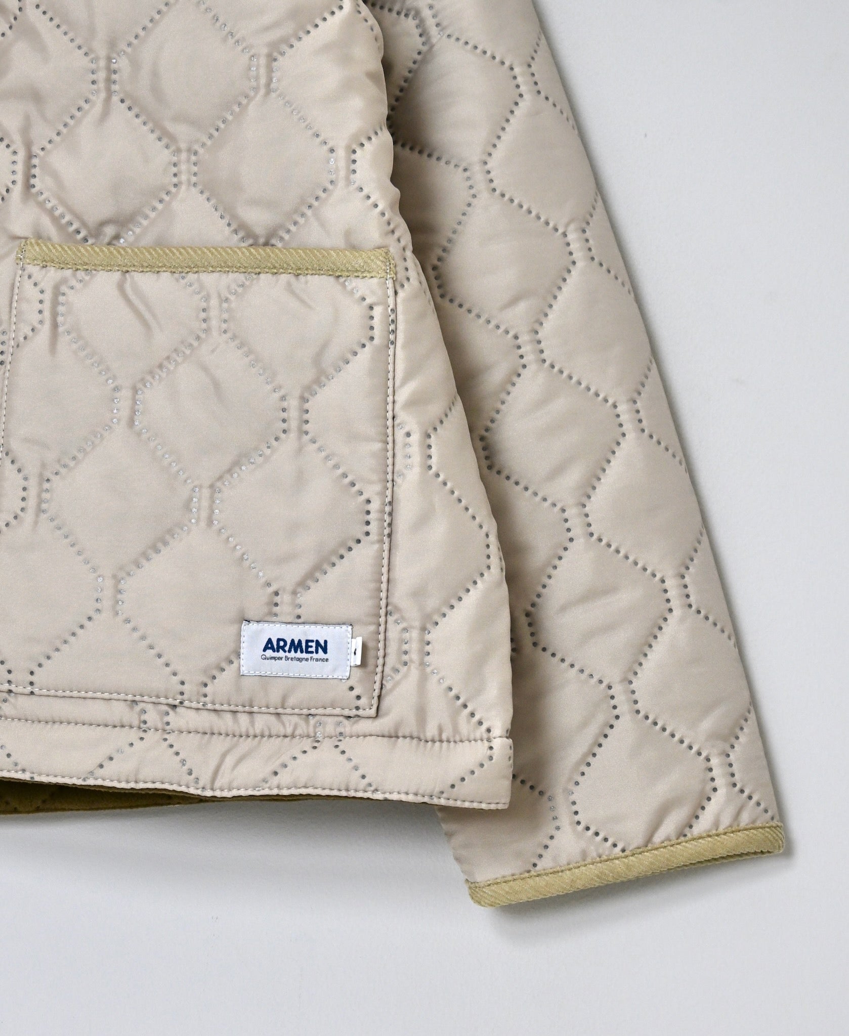 NAM2661 POLYESTER × FLEECE HEAT QUILT OVERSIZED STAND FALL COLLAR JACKET