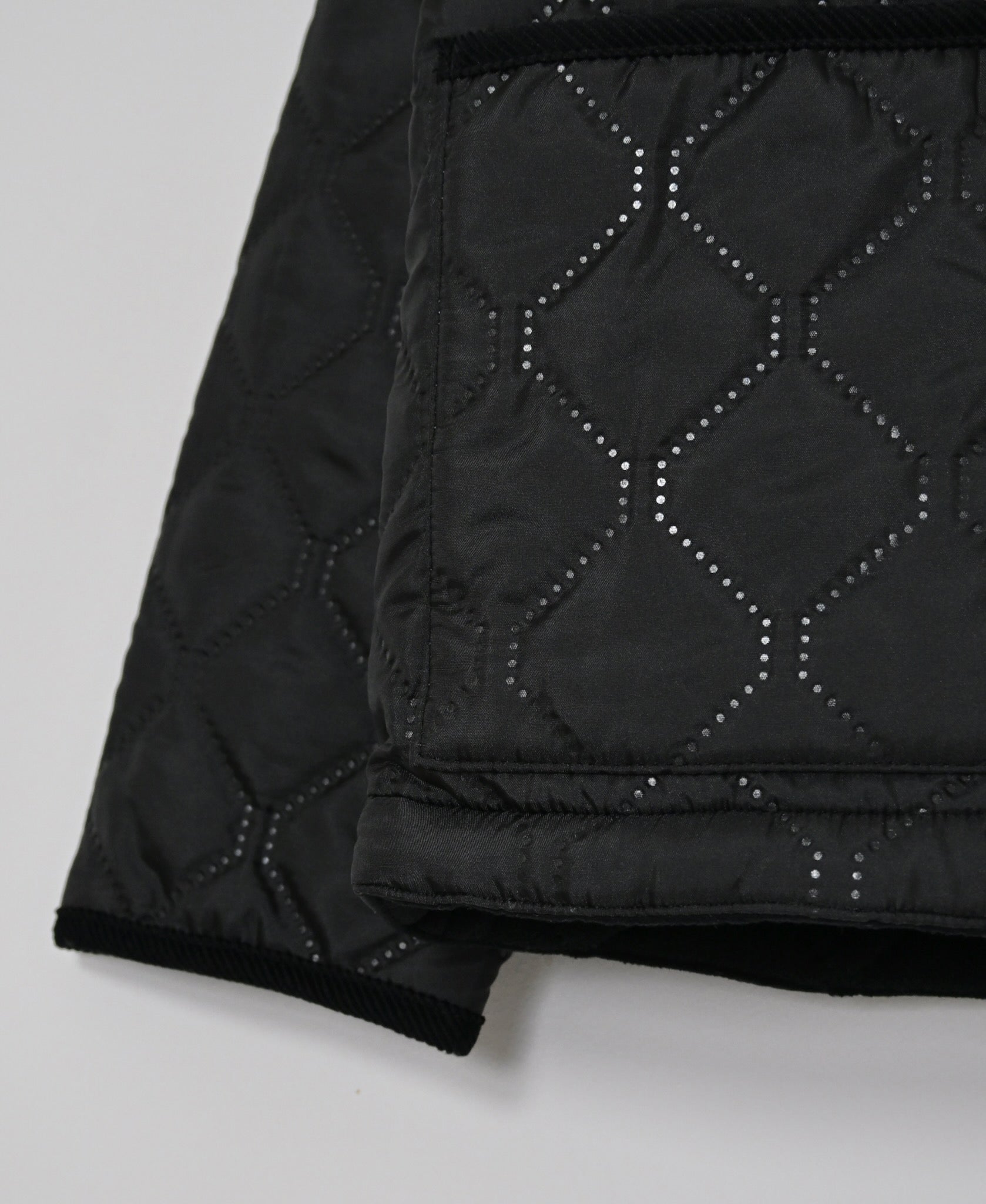 NAM2661 POLYESTER × FLEECE HEAT QUILT OVERSIZED STAND FALL COLLAR JACKET