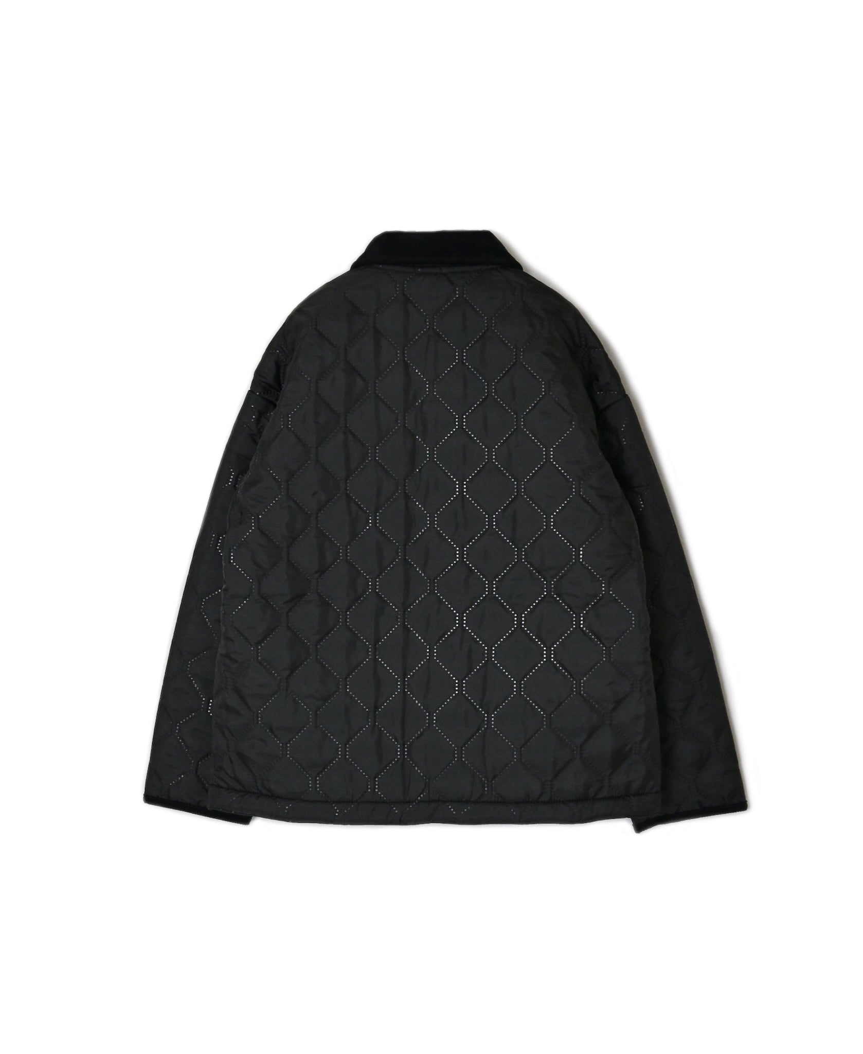 NAM2661 POLYESTER × FLEECE HEAT QUILT OVERSIZED STAND FALL COLLAR JACKET