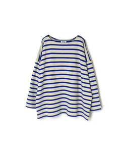 NLA2351 REGULAR STRIPE OVERSIZE L/SL BOAT-NECK BASQUE SHIRT