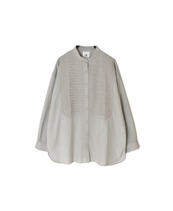 NMDS26221 60s ORGANIC CAMBRIC WITH EMB BANDED COLLAR SHIRT